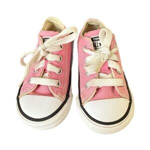 Converse Pink Tie Shoes Girls Youth Kid Child Size 5 Gently Used Y2K Style
